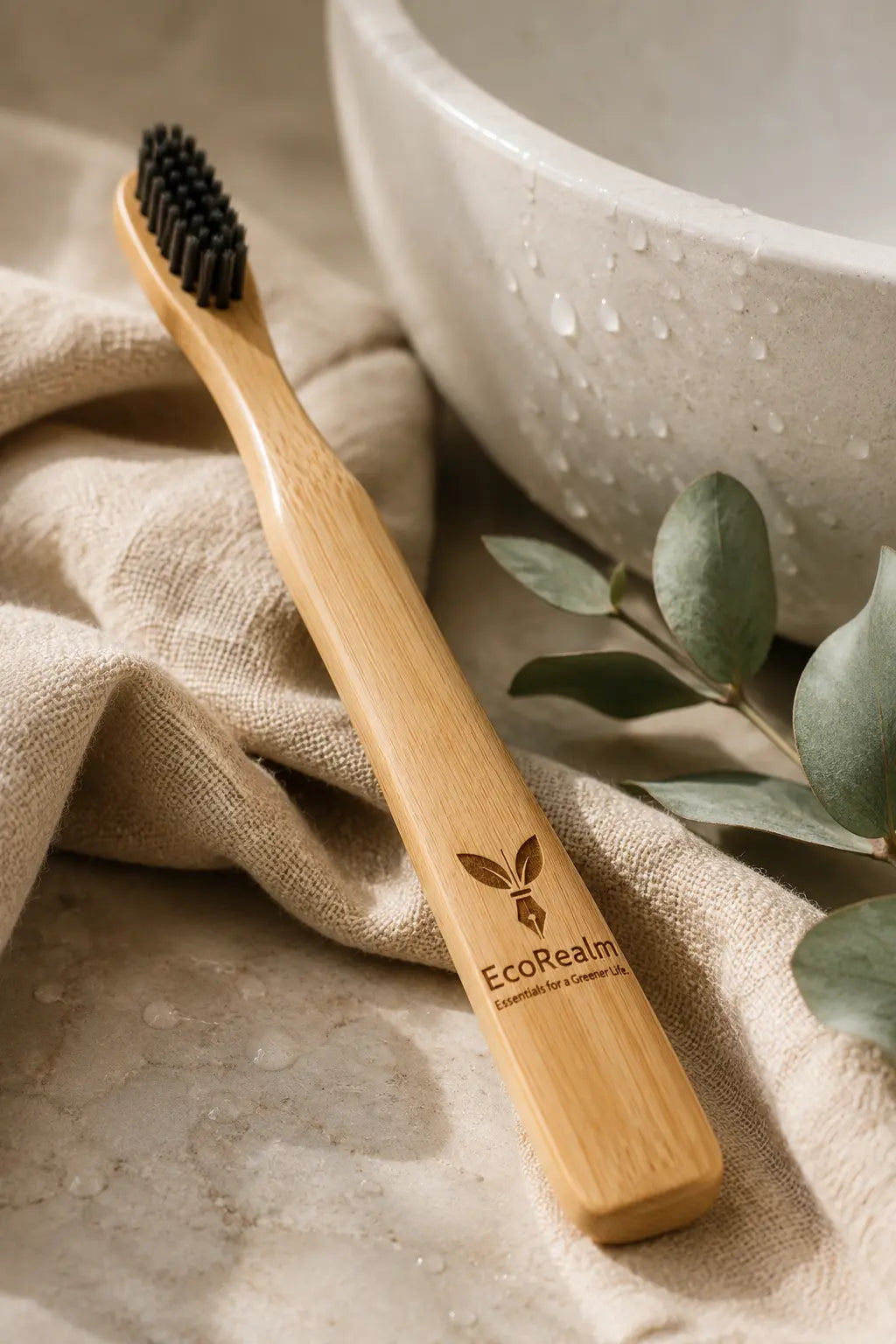 Ecorealm Bamboo Toothbrush with Charcoal Bristles Ecorealm
