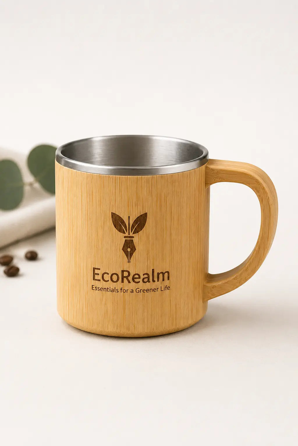 Ecorealm Bamboo Coffee Mug — Eco-Friendly Stainless Steel Drinkware